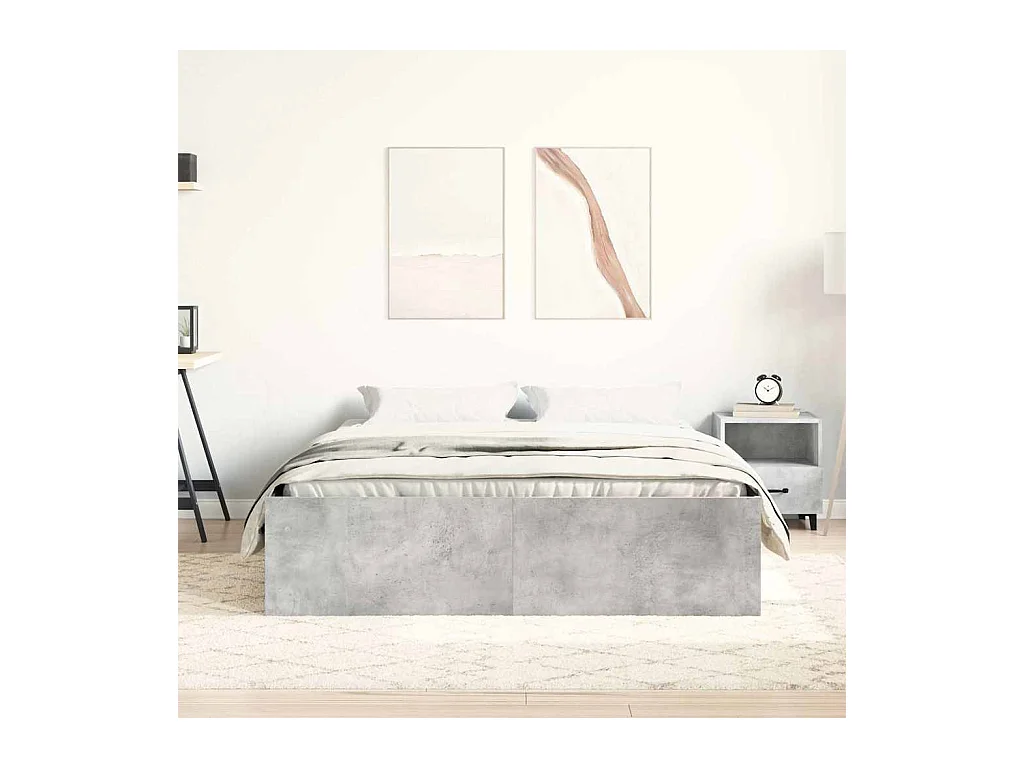 Cadre de lit sans matelas gris béton 150x200 cm