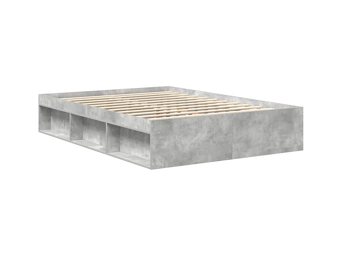 Cadre de lit sans matelas gris béton 150x200 cm