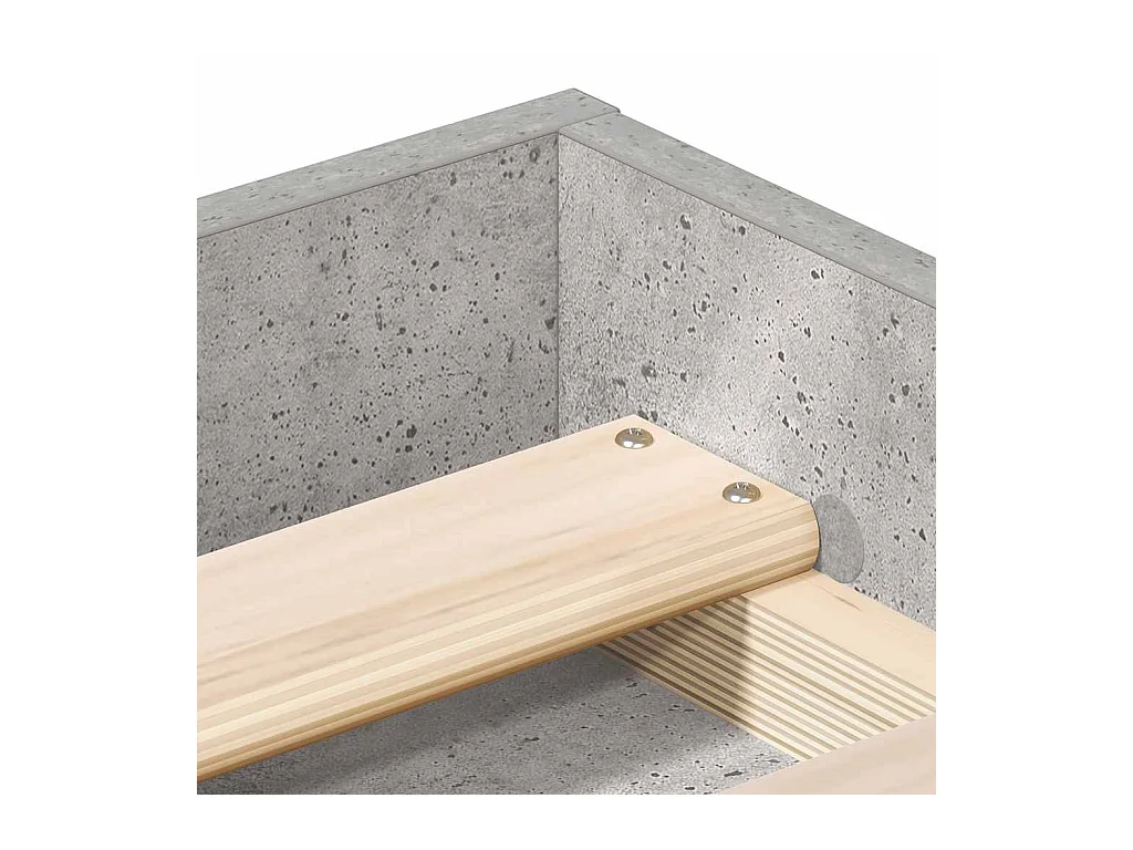 Cadre de lit sans matelas gris béton 150x200 cm