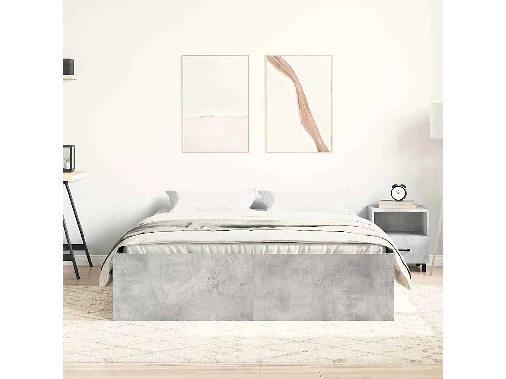 Estructura de cama gris hormigón sin colchón 150x200 cm
