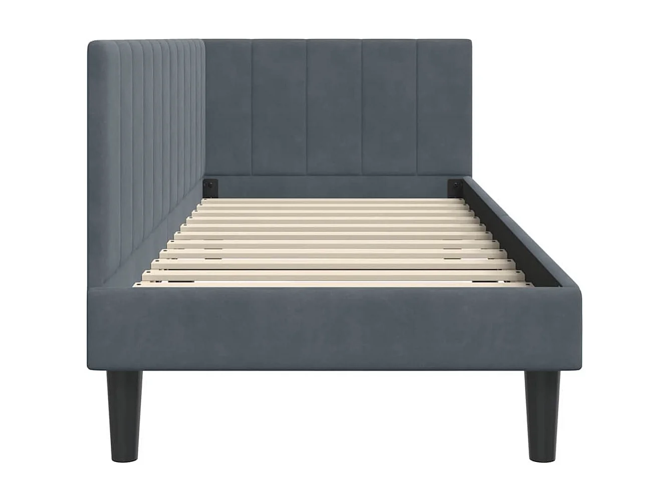 Estructura de cama esquinera gris oscuro de terciopelo de 80 x 200 cm