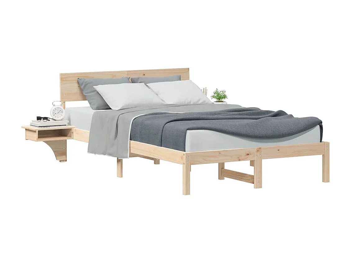 Struttura letto con comodini Marrone Legno massello di pino