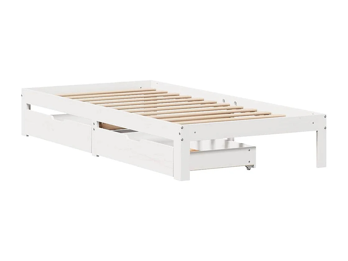 Struttura letto con cassetti senza materasso bianco 75x190 cm