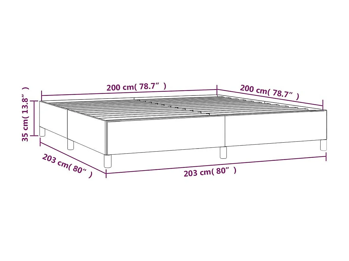 Struttura letto senza materasso nero 200x200 cm velluto