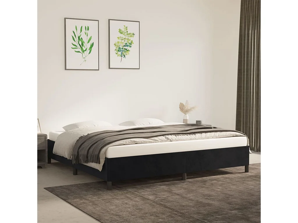 Struttura letto senza materasso nero 200x200 cm velluto