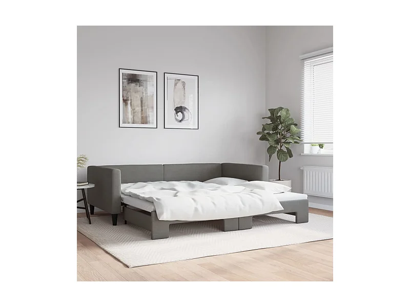 Divano letto con letto estraibile senza materasso grigio scuro 100x200 cm