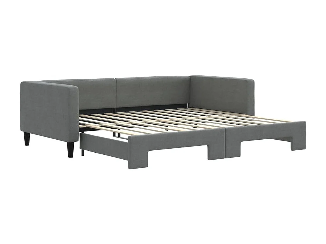 Cama de día con nido sin colchón gris oscuro 100x200 cm