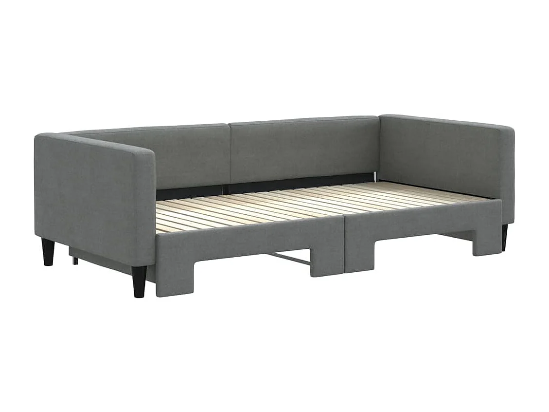 Cama de día con nido sin colchón gris oscuro 100x200 cm