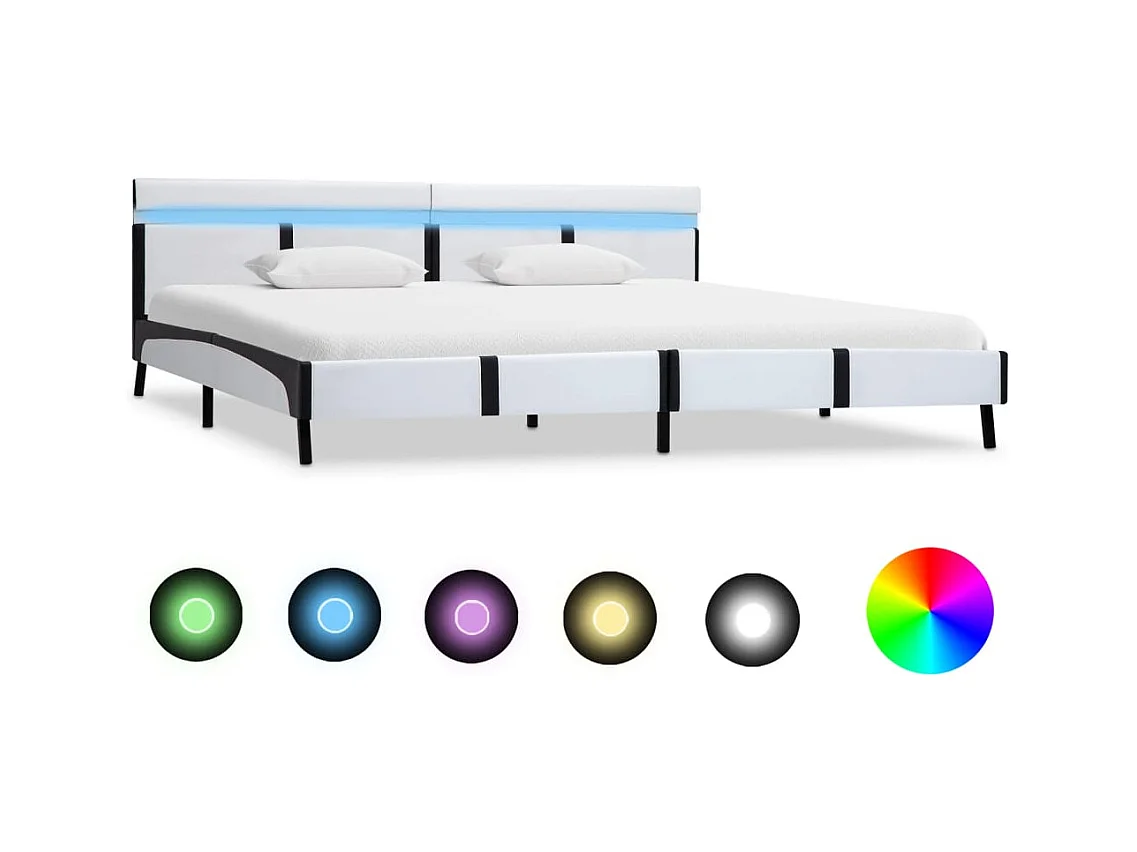 Struttura letto con LED senza materasso bianco 180x200 cm
