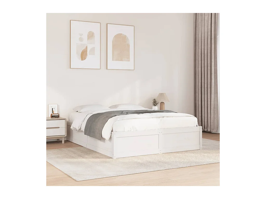 Bedframe zonder matras wit 140x190 cm massief grenenhout