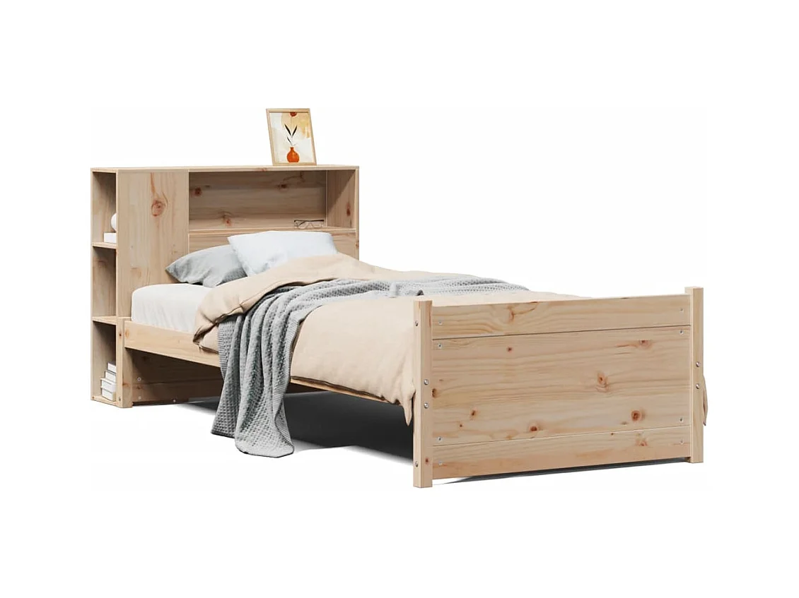 Bibliotheekbed zonder matras 75x190 cm massief grenenhout