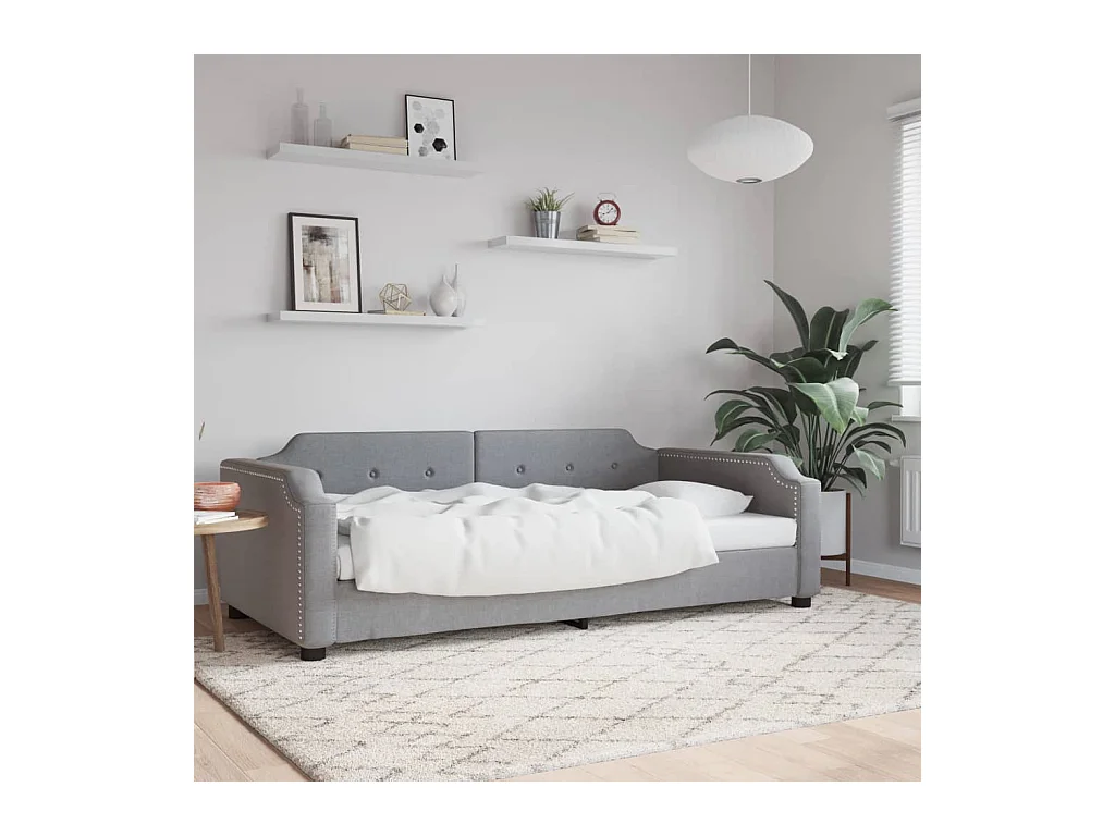 Lit de repos sans matelas gris clair 80x200 cm tissu