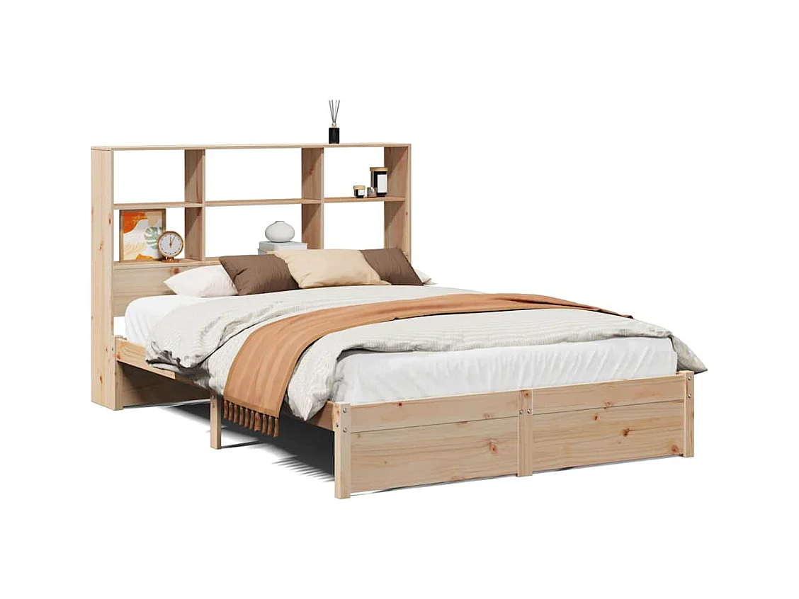 Lit bibliothèque sans matelas 140x190 cm bois de pin massif