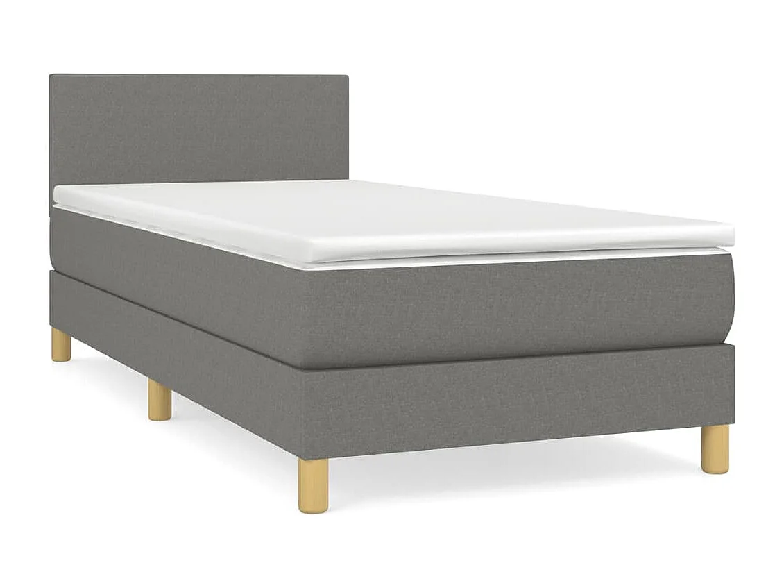 Sommier à lattes de lit avec matelas Gris foncé 90x200 cm Tissu