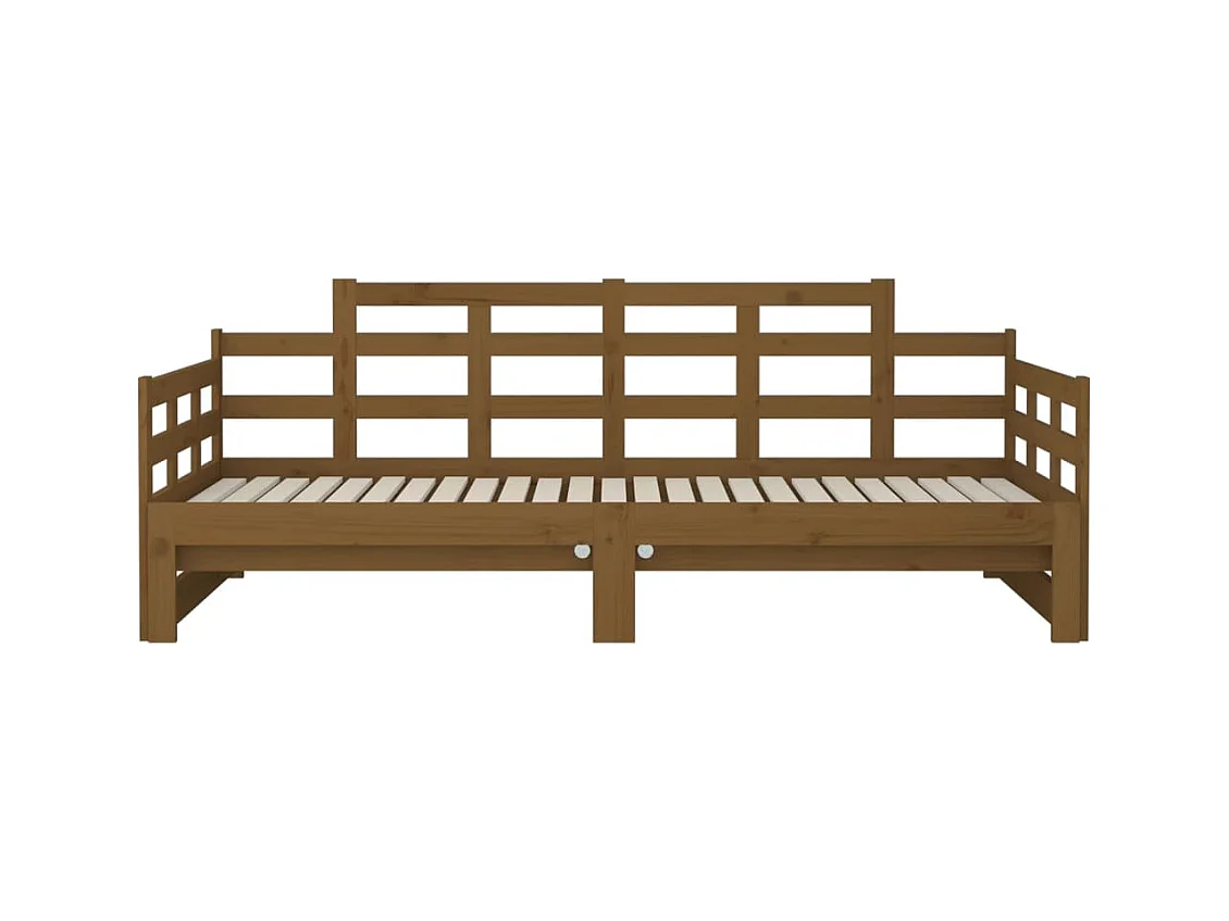 Lit coulissant sans matelas marron miel 2x(90x190) cm