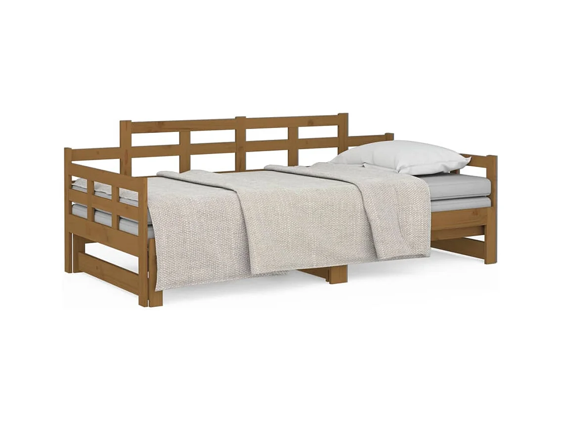 Lit coulissant sans matelas marron miel 2x(90x190) cm