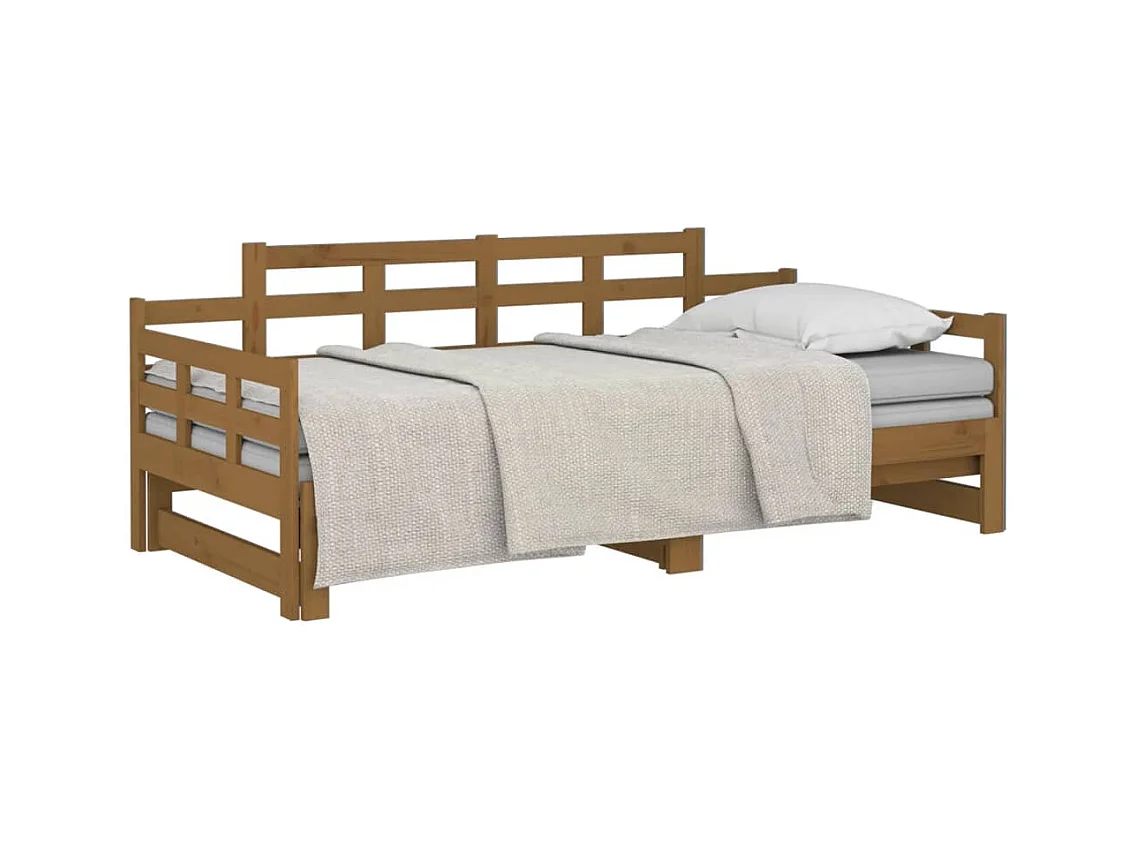 Lit coulissant sans matelas marron miel 2x(90x190) cm