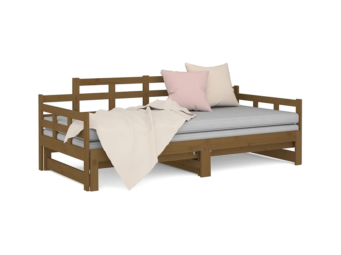 Lit coulissant sans matelas marron miel 2x(90x190) cm