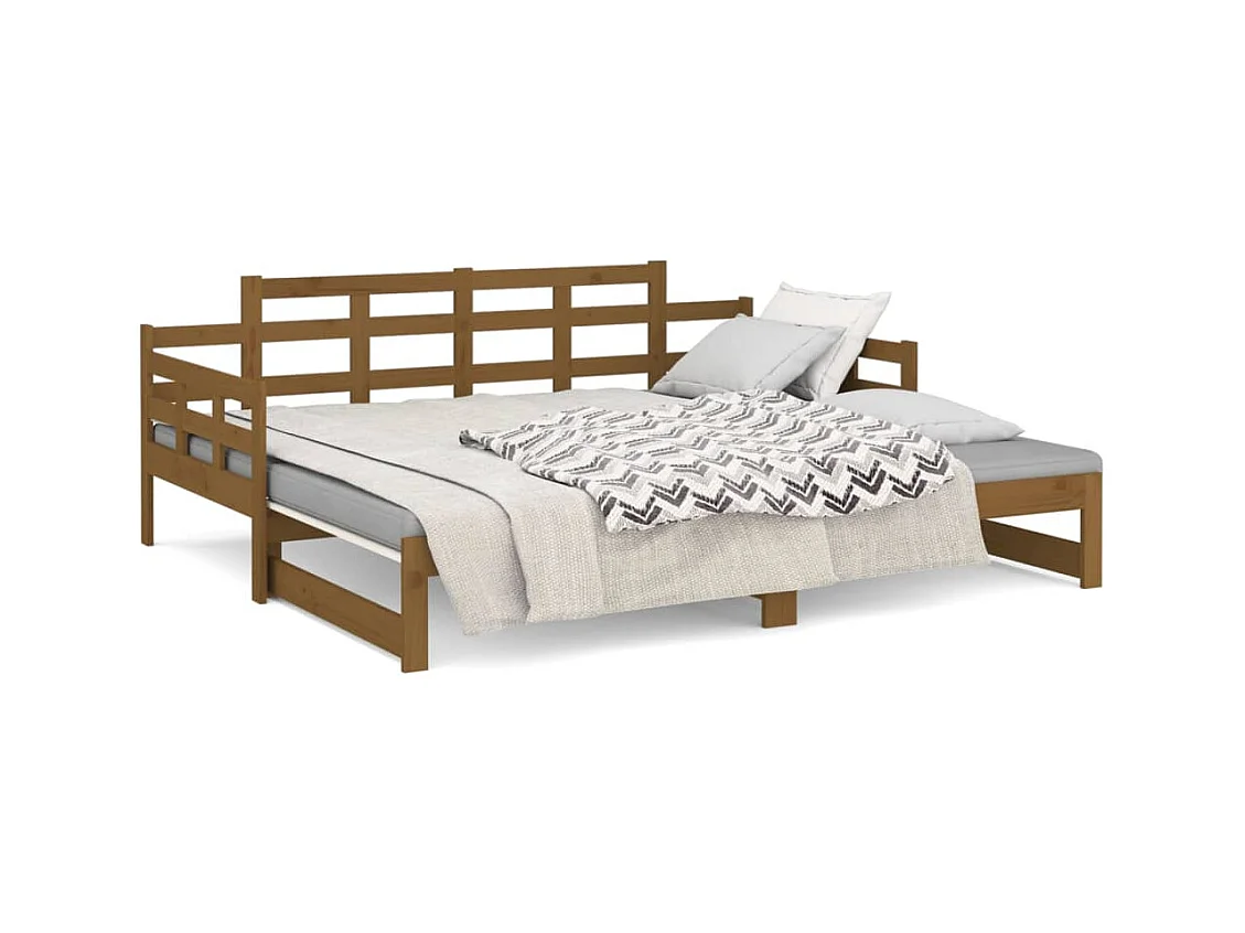 Lit coulissant sans matelas marron miel 2x(90x190) cm