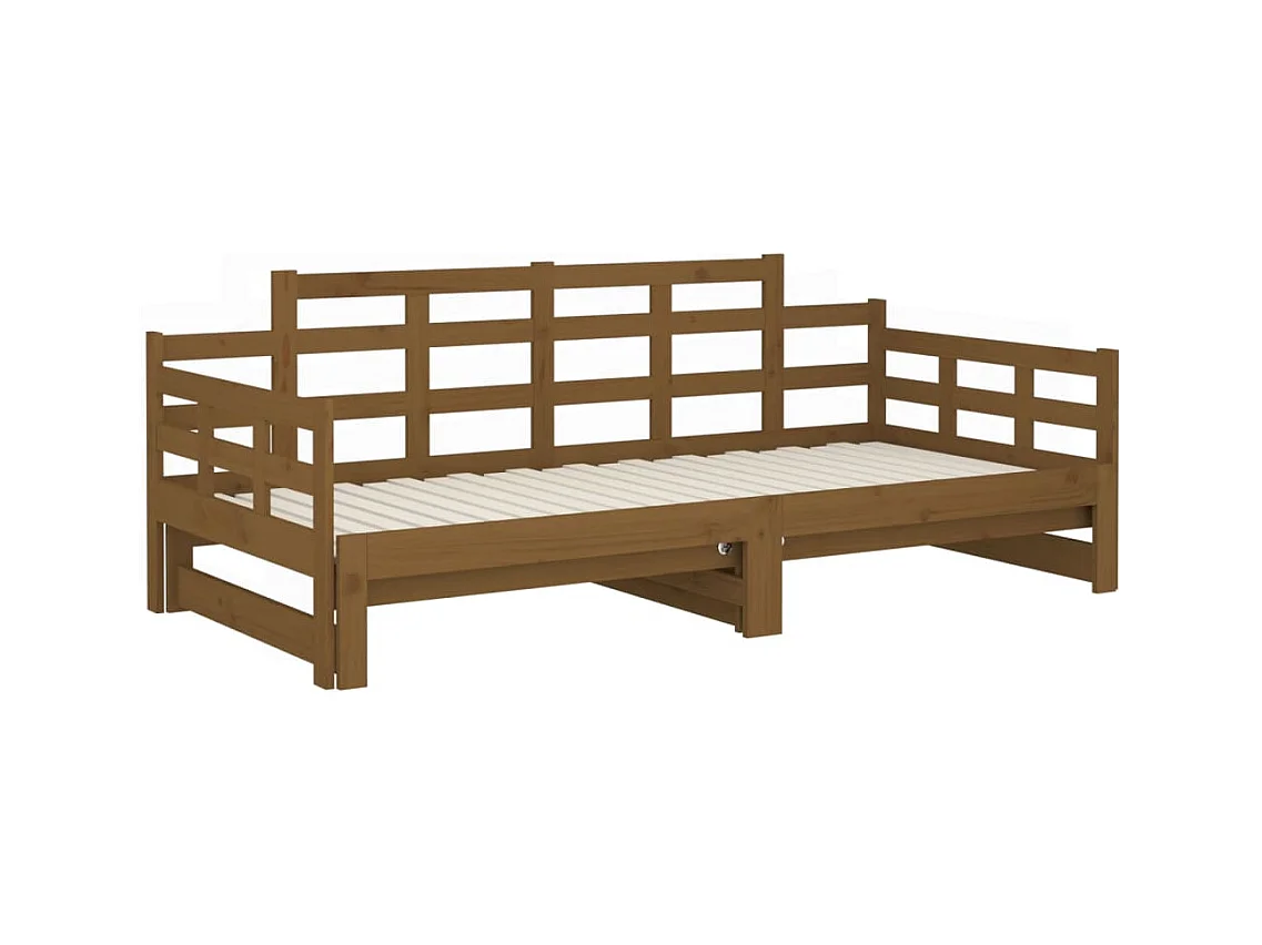 Lit coulissant sans matelas marron miel 2x(90x190) cm