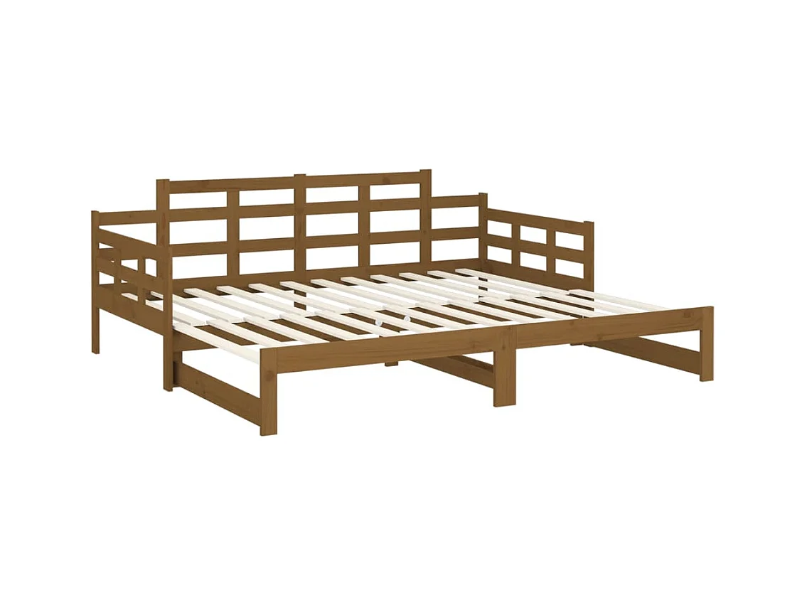 Lit coulissant sans matelas marron miel 2x(90x190) cm