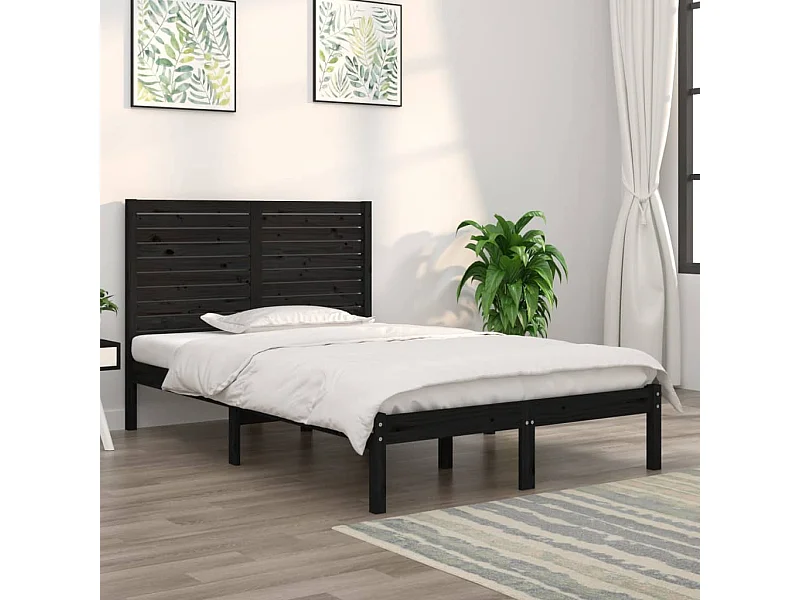 Struttura letto senza materasso nero 140x190 cm in legno massello