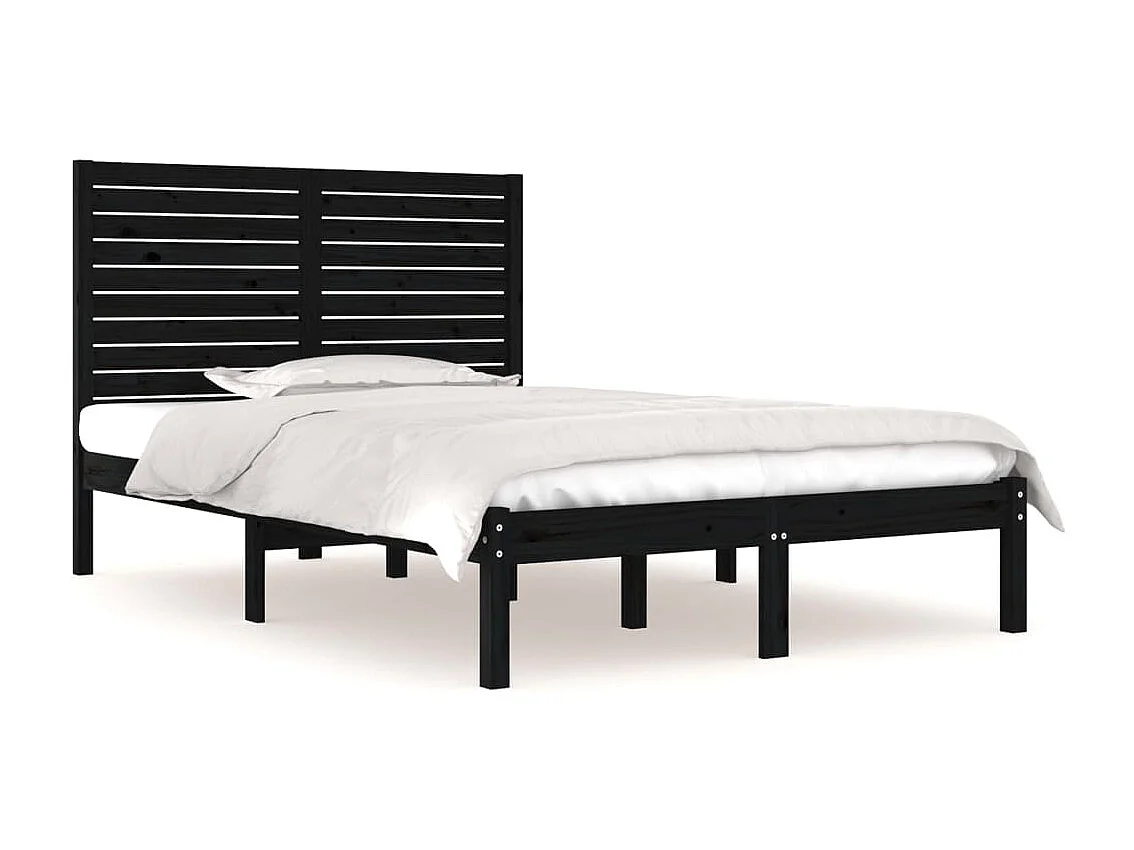 Bedframe zonder matras zwart 140x190 cm massief hout