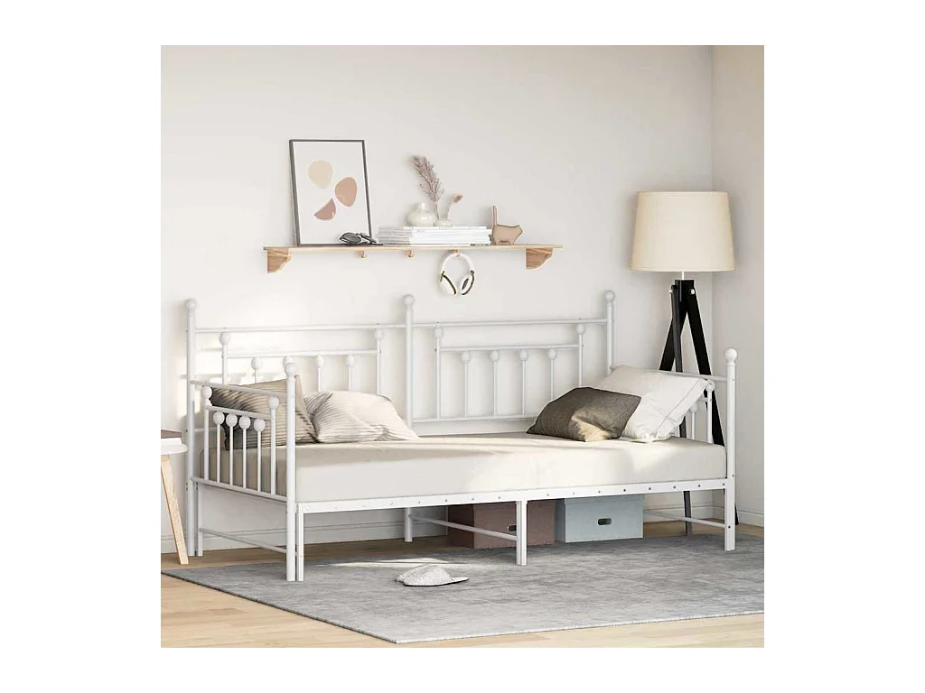 Daybedframe met hoofdbord Wit 90 x 200 cm Staal