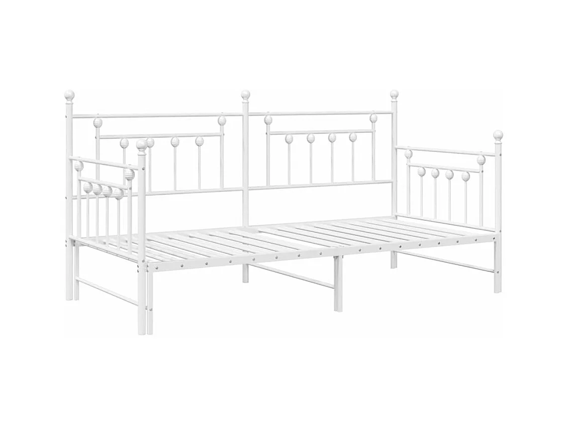 Daybedframe met hoofdbord Wit 90 x 200 cm Staal
