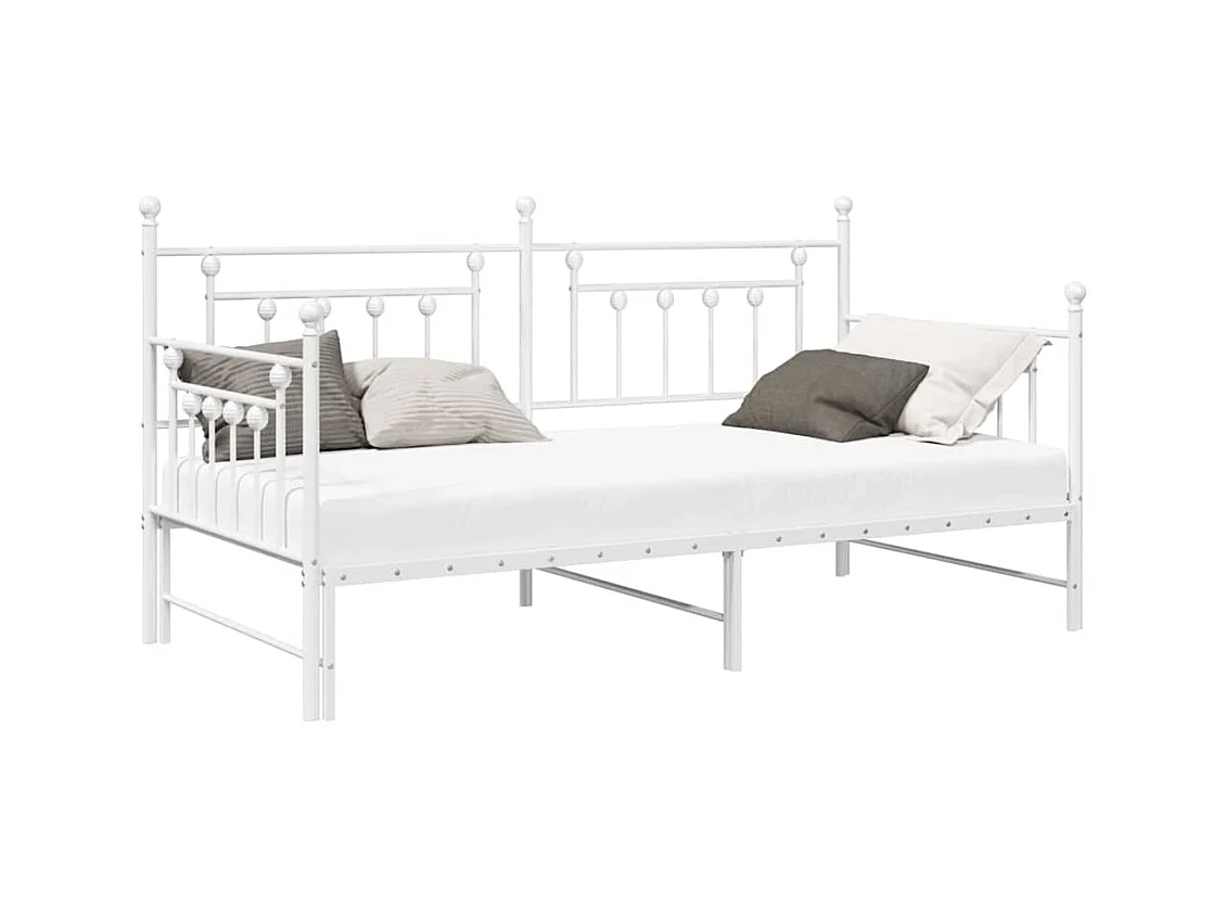 Daybedframe met hoofdbord Wit 90 x 200 cm Staal