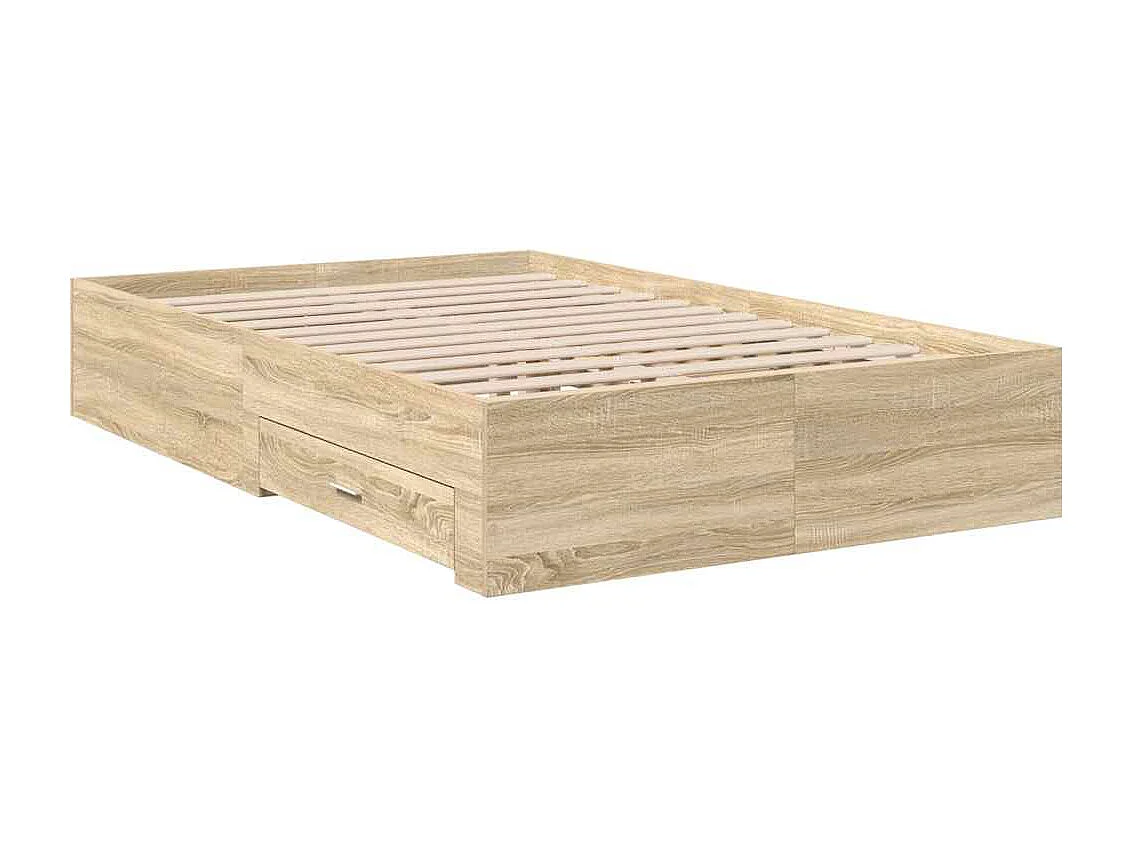 Braunes Bettgestell 140 x 200 cm, Holzwerkstoff