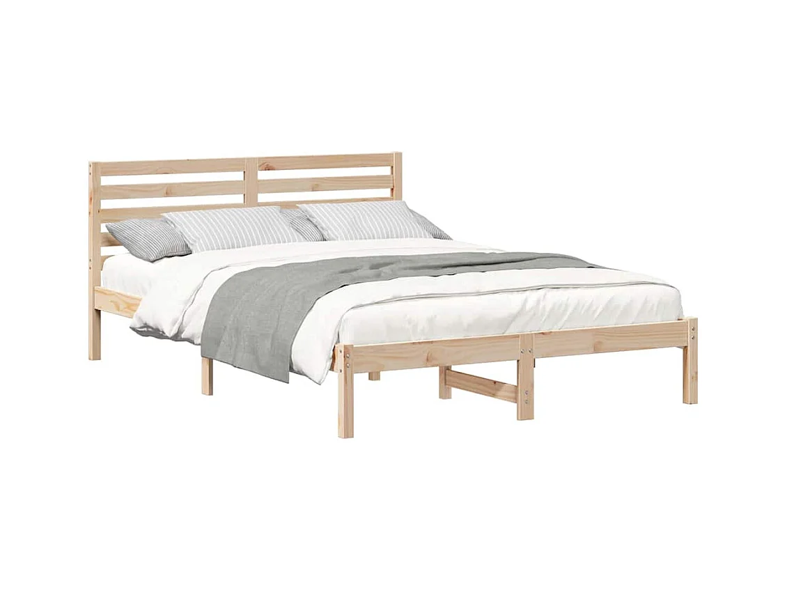 Bruin bedframe 140 x 220 cm massief grenenhout