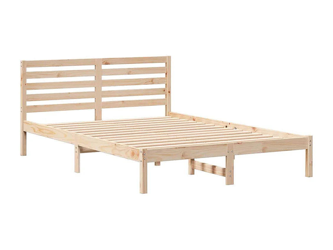 Estructura de cama marrón 140 x 220 cm madera maciza de pino