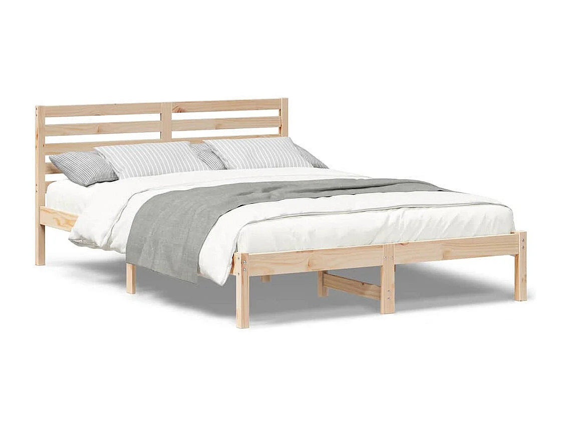 Estructura de cama marrón 140 x 220 cm madera maciza de pino