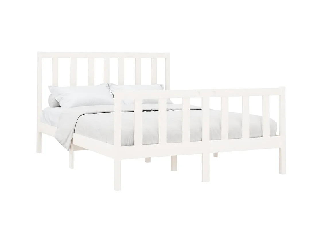 Struttura letto senza materasso bianco 140x190 cm in legno massello di pino