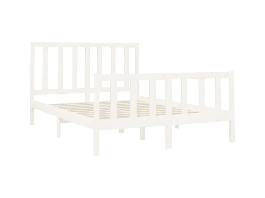 Struttura letto senza materasso bianco 140x190 cm in legno massello di pino