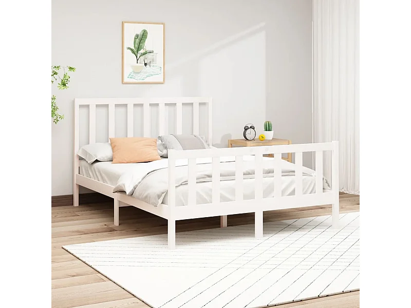Cadre de lit sans matelas blanc 140x190 cm bois de pin massif