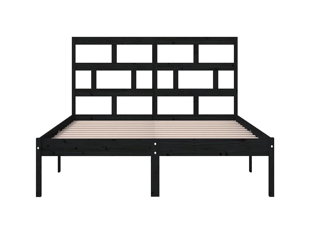 Zwart massief houten bedframe zonder matras