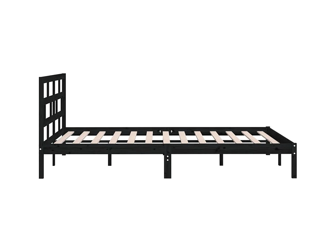 Zwart massief houten bedframe zonder matras