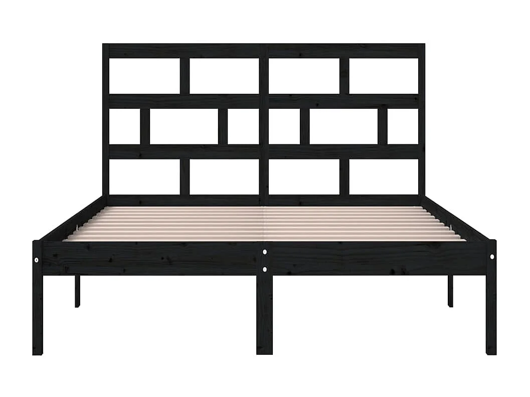 Cadre de lit sans matelas noir bois massif