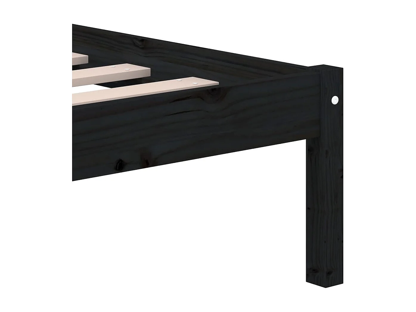 Cadre de lit sans matelas noir bois massif