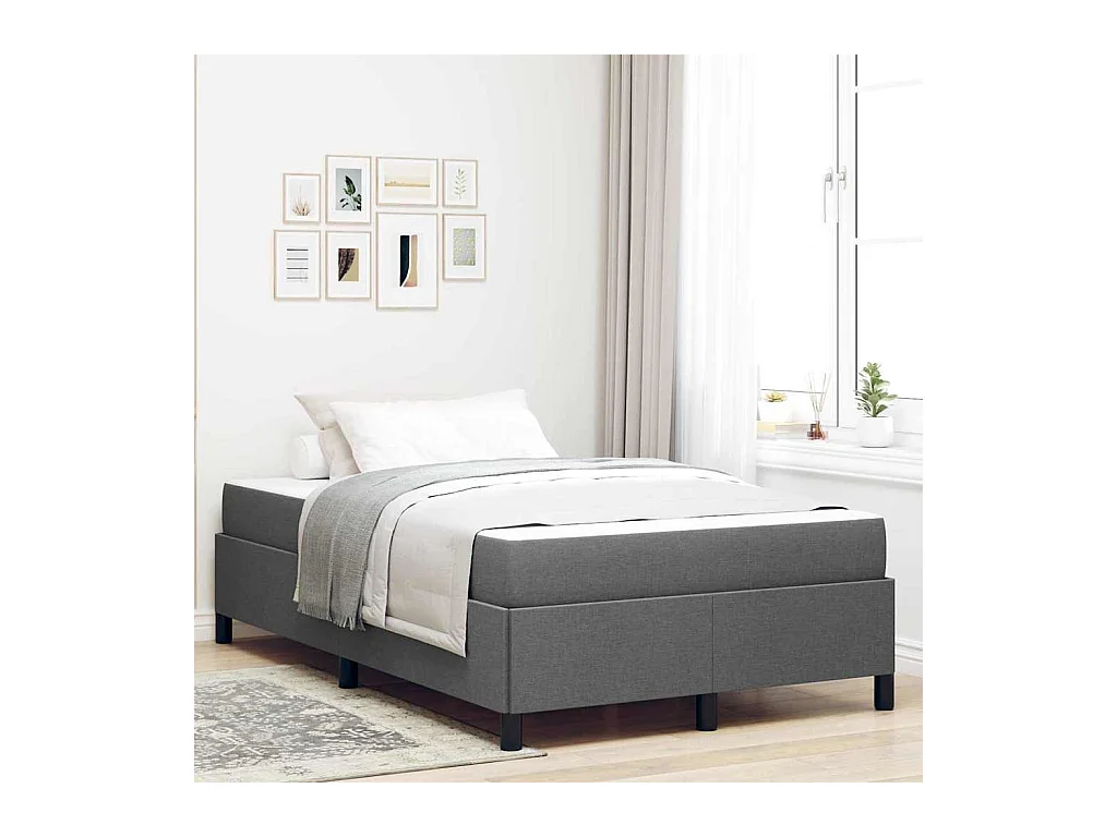 Donkergrijs en zwart boxspringbed 120 x 200 cm