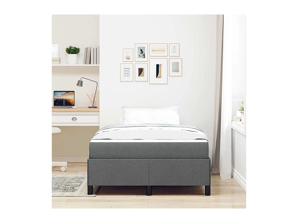 Donkergrijs en zwart boxspringbed 120 x 200 cm