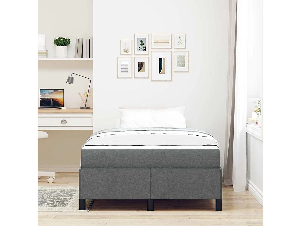 Donkergrijs en zwart boxspringbed 120 x 200 cm