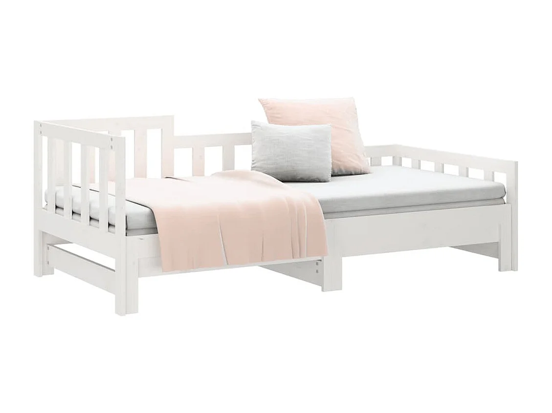 Lit coulissant sans matelas blanc 2x(80x200)cm