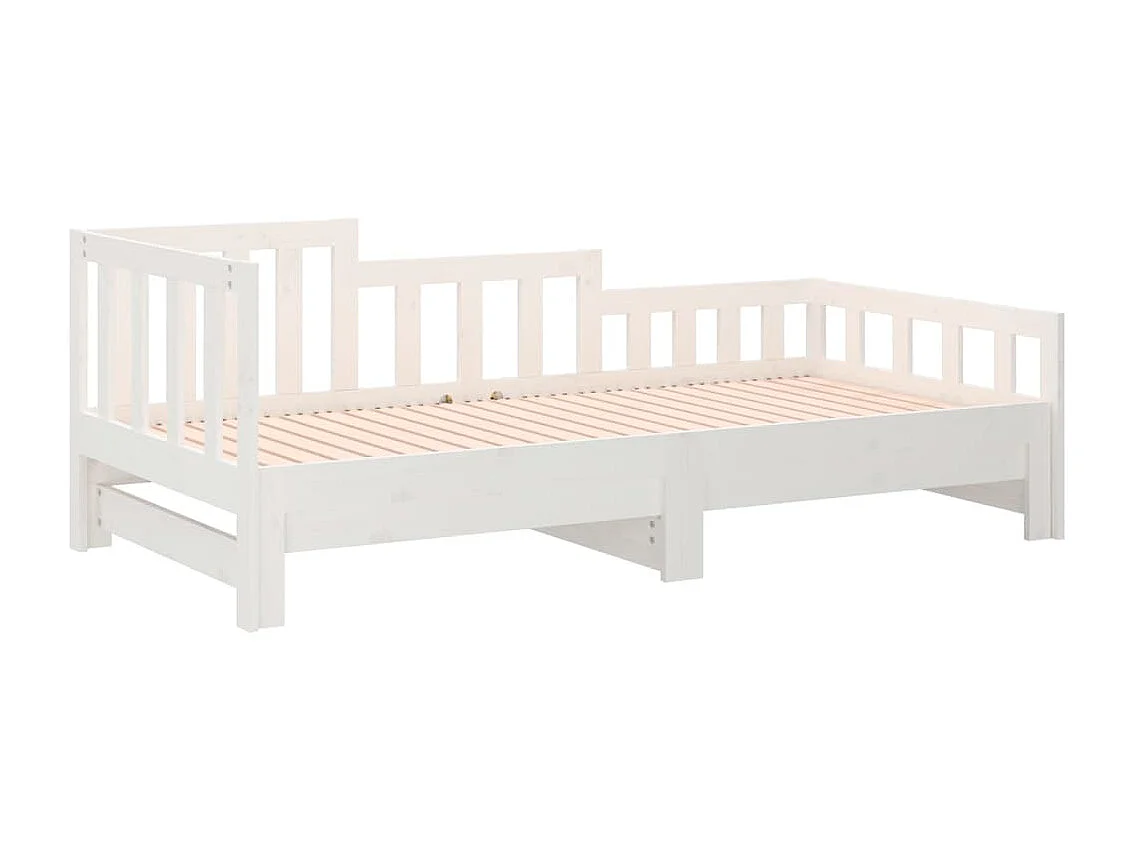 Lit coulissant sans matelas blanc 2x(80x200)cm