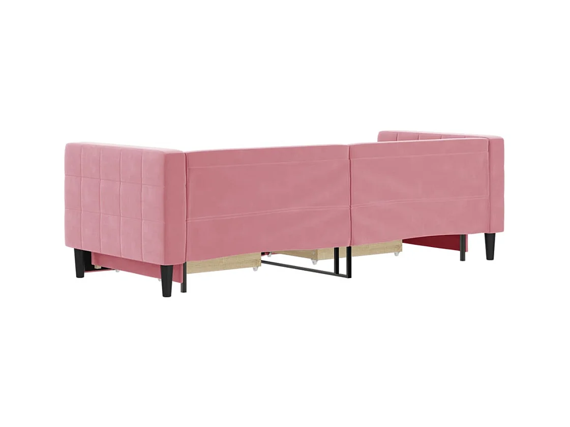 Cama de día con nido y cajones sin colchón rosa 80x200 cm