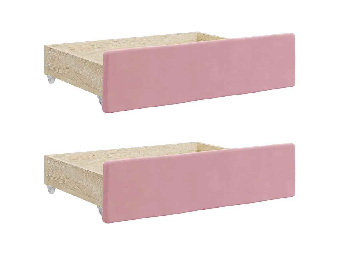 Cama de día con nido y cajones sin colchón rosa 80x200 cm