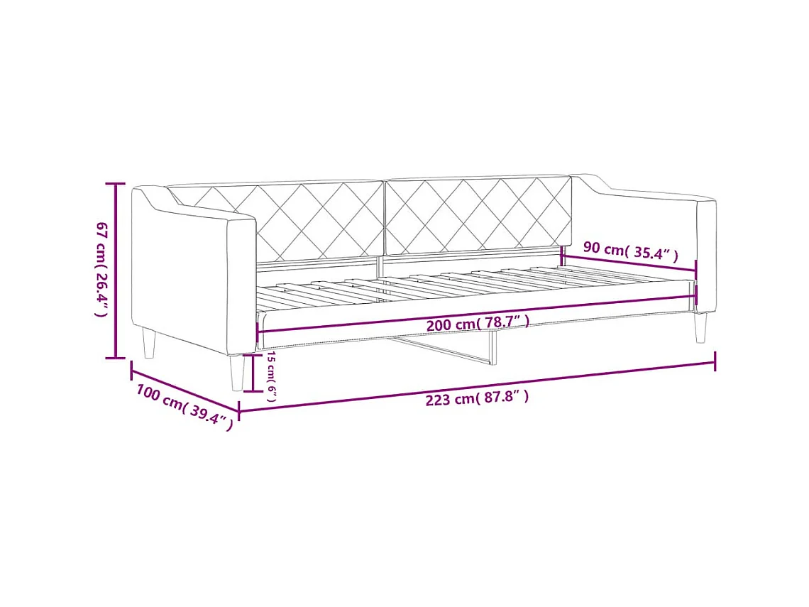 Lit de repos sans matelas crème 90x200 cm tissu