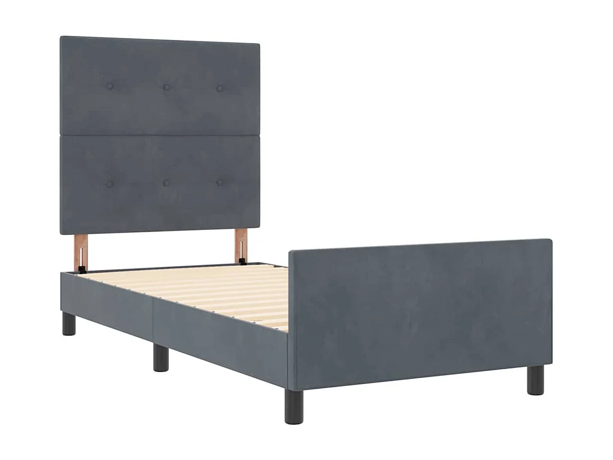 Cadre de lit avec tête de lit Gris foncé 80 x 200 cm Velours